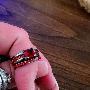 Beautiful black and red wedding rings